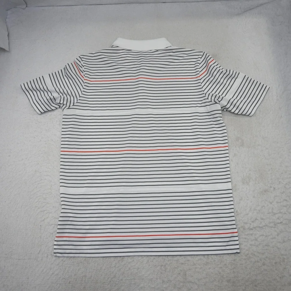 Adidas Golf Polo Shirt Men Large White Gray Orange Striped Climacool Performance